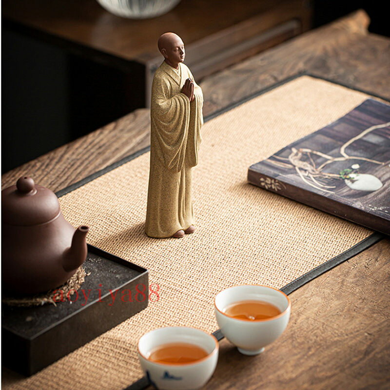セラミック 陶芸 陶磁器 和尚 立ち像 祈り 置物 寧静至遠 開運/お守り 古き良き伝...