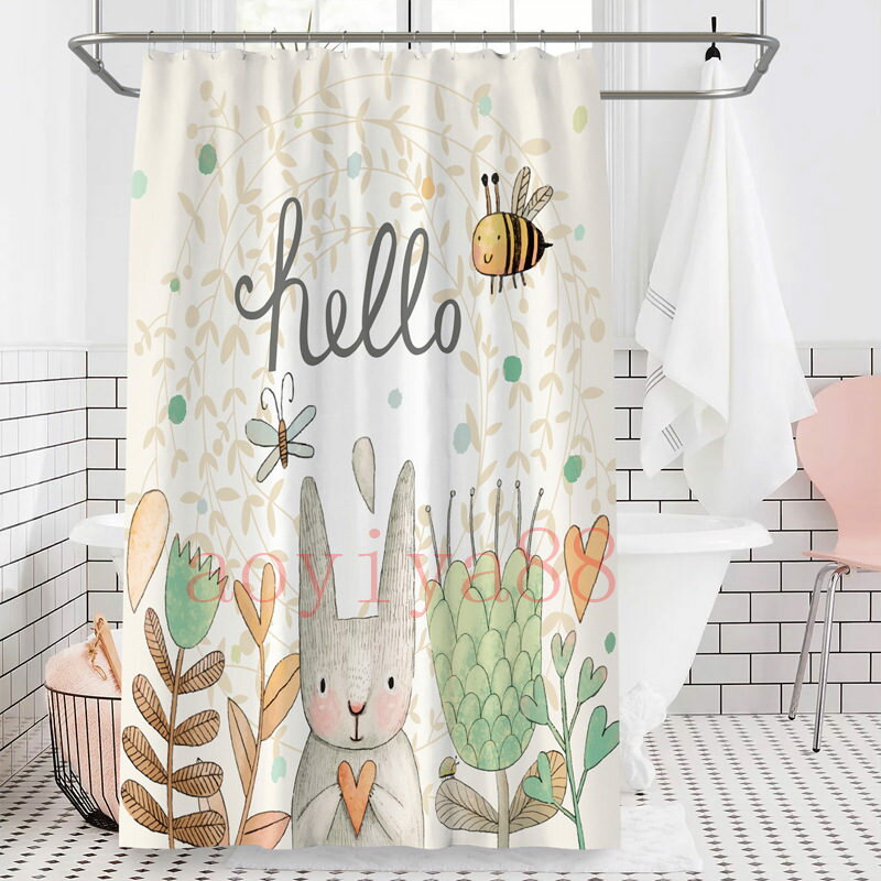 シャワーカーテン ユニットバス用 防カビ 防水 かわいい 動物 ins風 透けない 間仕切りカーテン リング付き 仕切り 間仕切り 脱衣所
