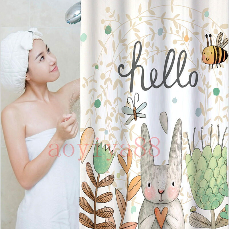 シャワーカーテン ユニットバス用 防カビ 防水 かわいい 動物 ins風 透けない 間仕切りカーテン リング付き 仕切り 間仕切り 脱衣所