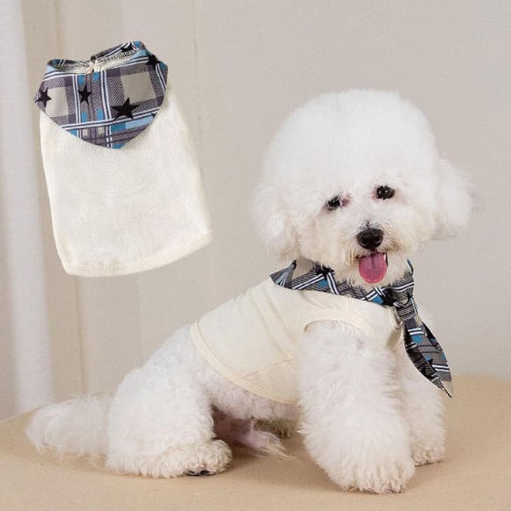 Tank Tops - 超かわいい！春新作 春トップス 春シャツ カットソー タンクトップ バンダナ チェック柄 小型犬 パピー 猫服 キャット 毛抜け防止 おしゃれ お出かけ お散歩 袖なし 男の子 女の子 パピー オールシーズン
