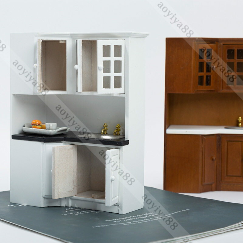 dollhosue ミニ家具 1/12 調理台 可愛い ミニチュア 木製 樺の木 ドール用 ホワイト 木色 おしゃれ 人形用 家具 人形の家 装飾