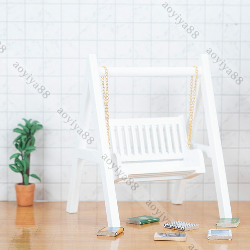 1/12 ブランコ ミニチュア dollhosue ミニ家具 木製 樺の木 ドール用 インテリア 人形の家 飾り アクセサリー おしゃれ 北欧風 3