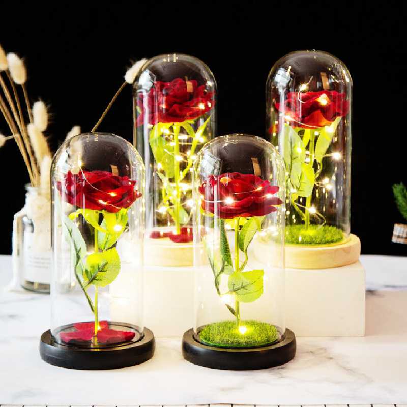 王子様のバラの花のランプの創意的な雰囲気の夜のランプの七夕のバレンタインデーは彼女にプレゼントします。