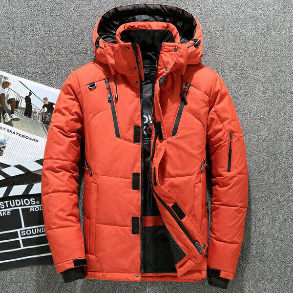 楽天Glowcart楽天市場店人気商品 新色追加 ダウンコートメンズ ジャケット ハイネック フード付き　ブルゾン 大きいサイズ　コート 冬アウター 無地 防風 防寒着