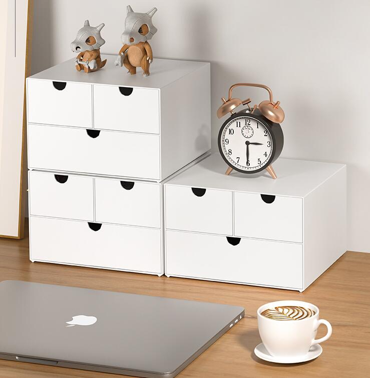 引き出し 卓上収納ケース 収納ボックス プラスチック 横 小物 2段 ホワイト 滑り止め 大容量 文房具収納 書類ケース 化粧品 事務用品 文書 組み合わせても 頑丈 シンプルでおしゃれ