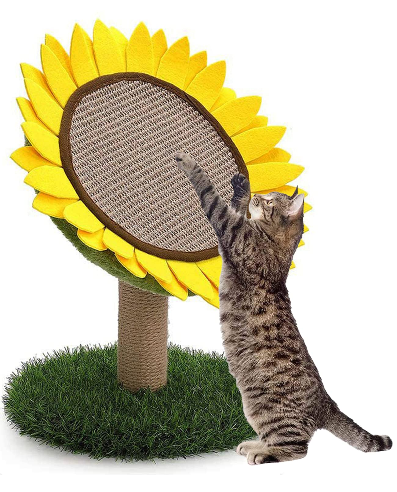 Rakuten - ひまわり 猫 スクラッチポスト 屋内用 キティ ナチュラル サイザル スクラッチャー ポスト キャットツリー インタラクティブ アクティビティ ツリー タワー 家具 かわいいスクラッチボード 小さな猫と子猫用
