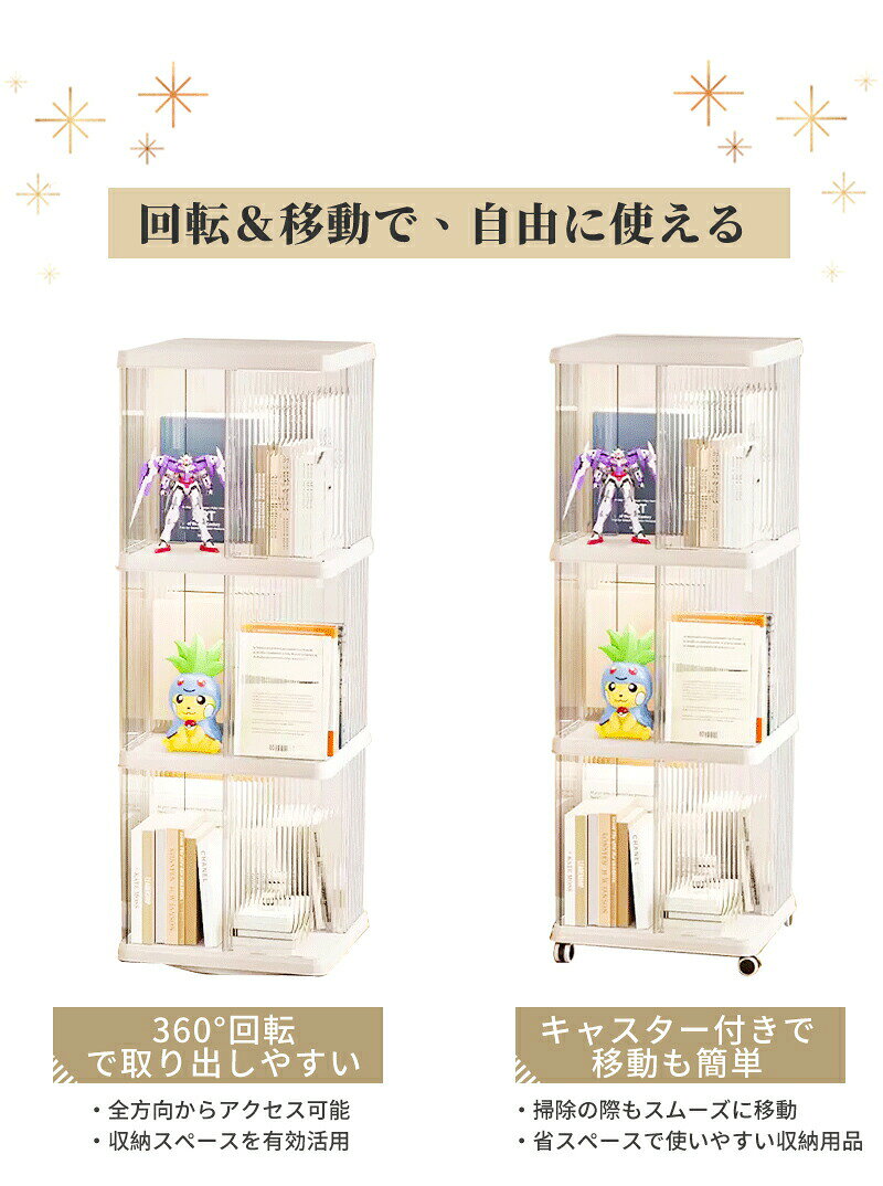 回転式本棚 飾り棚 絵本棚 回転本棚 2 3 4 5段 子供 漫画 ブックシェルフ 省スペース A4 耐荷重30kg 絵本 漫画 小さい 回転ラック 木目 CD DVD コミック収納 大容量 スリム 組立簡単 コミックラック CDラック DVDラック 絵本ラック [2]
