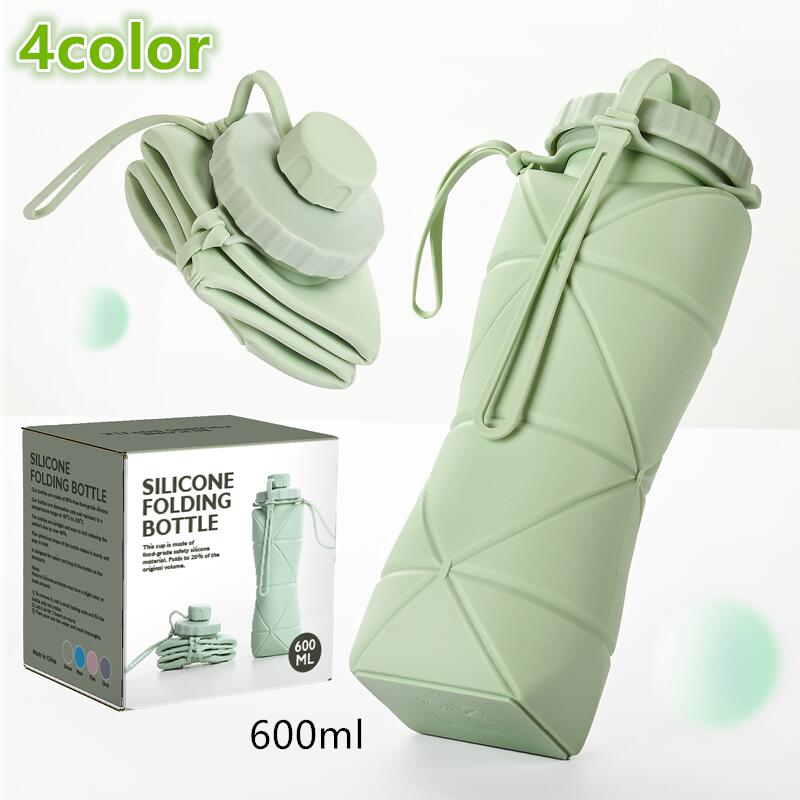 樂天商城 - 4color伸縮コップ 折りたたみボトル たためる水筒 ウォーターボトル 600ml 折りたたみ水筒 シリコン 軽量 シリコンコップ ギフトコップ たためる水筒 スポーツ キャンプ アウトドア シリコンボトル 運動 温冷両用 トラベルボトル プレゼント