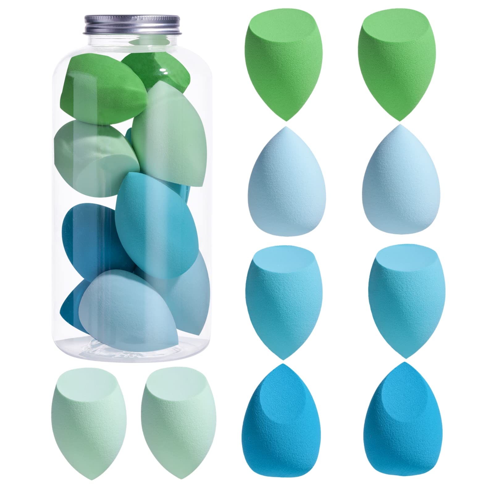 Makeup Sponge Set (10 pieces) Blender Sponges for Liquids/Creams/Powders, Multi-Color Makeup Sponges (F-Pink Gray)