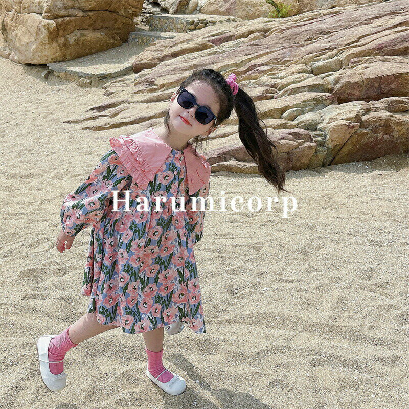 Long-Sleeved - ワンピース キッズ 子供服 女の子 韓国子供服 春秋 長袖ワンピース 花柄ワンピース フレアワンピース 子ども服 ベビー服 おしゃれ 可愛い 子供ドレス 七五三 誕生日 結婚式 子供ワンピース キッズワンピース お姫様 プリンセス シンプル カジュアル 130