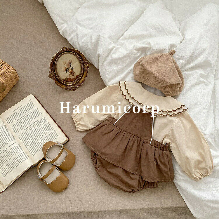 セットアップ キッズ ベビー服 女の子 シャツ 長袖 綿 ロンパース 子供服 春秋冬 新生児 赤ちゃん 韓国子ども服 おしゃれ 可愛い 結婚式 誕生日 出産お祝い プレゼント 記念撮影 初節句 保育園 お出かけ 66 73 80 90 100cm 1歳 2歳 3歳