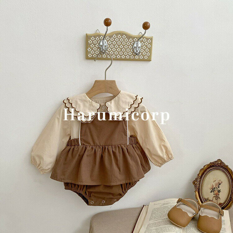 セットアップ キッズ ベビー服 女の子 シャツ 長袖 綿 ロンパース 子供服 春秋冬 新生児 赤ちゃん 韓国子ども服 おしゃれ 可愛い 結婚式 誕生日 出産お祝い プレゼント 記念撮影 初節句 保育園 お出かけ 66 73 80 90 100cm 1歳 2歳 3歳