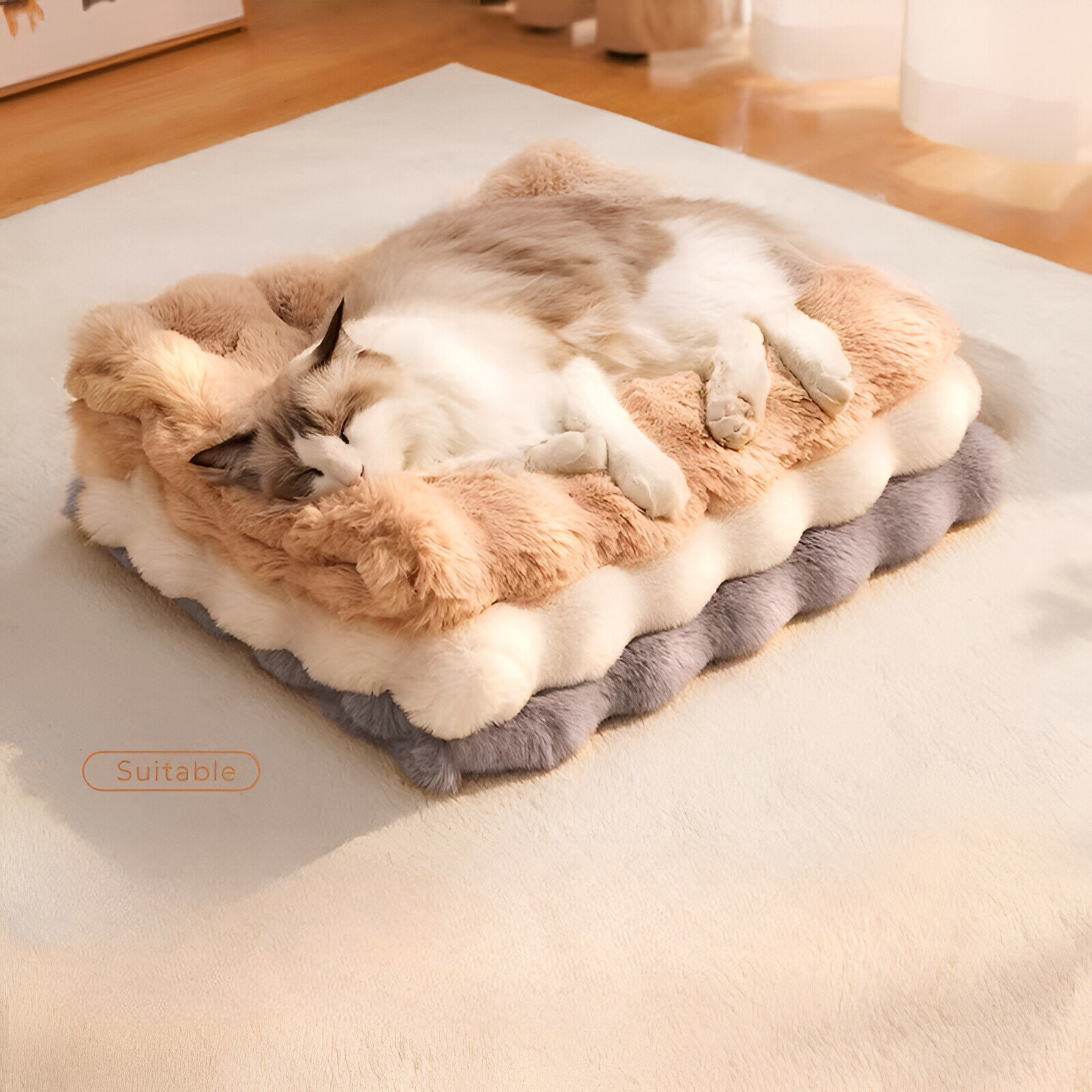ペット マット猫 ベッド 犬 ベッド モコモコ 超ふわとろ 暖かい ブランケット 毛布...