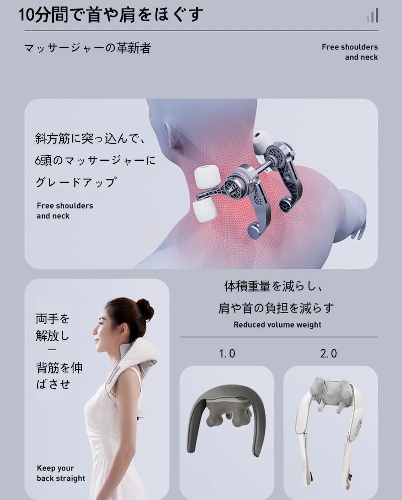 最新マッサージ器 小型 全身 肩こり 腰 足 女性 軽量 3Dネックマッサージ 首マッサ...