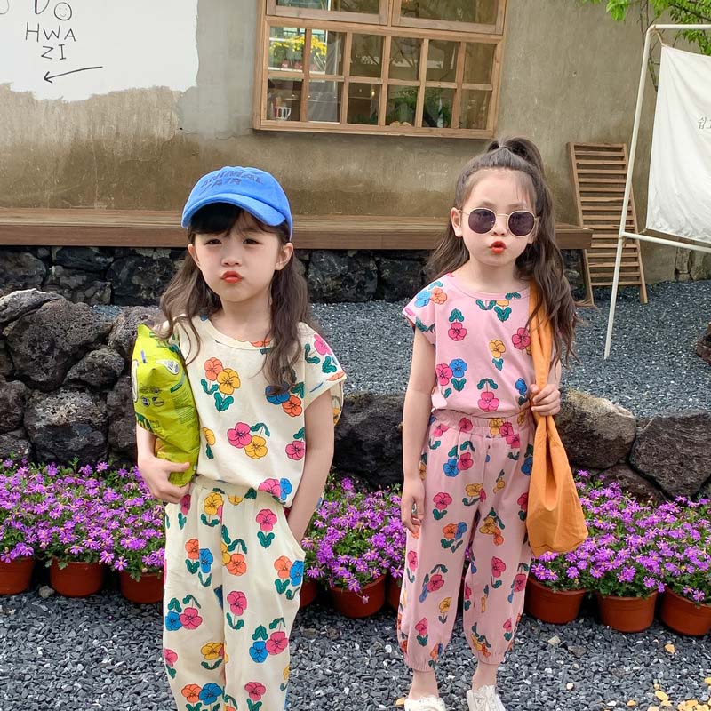 Rakuten - セットアップ キッズ 姉妹 双子 子供服 tシャツ 九分丈パンツ ベビー服 女の子 シャツ ガウチョパンツ 夏服 おしゃれ 可愛い トップス ボトムス ジュニア 赤ちゃん 誕生日 プレゼント 幼稚園 小学生 お出かけ 140cm 130cm 120cm 110cm 100cm 90cm 80cm