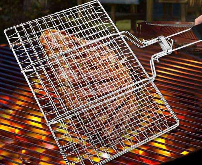 シーフー イカ焼き 持ち手 木製 ステンレス 食器 アウトドア BBQ 調理器具 挟み焼...