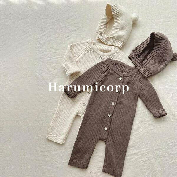 ロンパース 長袖 帽子付き ベビー服 女の子 男の子 カバーオール キッズ 子供服 ニット セーター 新生児 赤ちゃん おしゃれ 可愛い 子ども服 オールインワン ルームウェア 出産お祝い プレゼント 誕生日 入園 保育園 幼稚園 春夏秋冬 66 73 80 90cm 1歳 2歳 3歳 お出かけ
