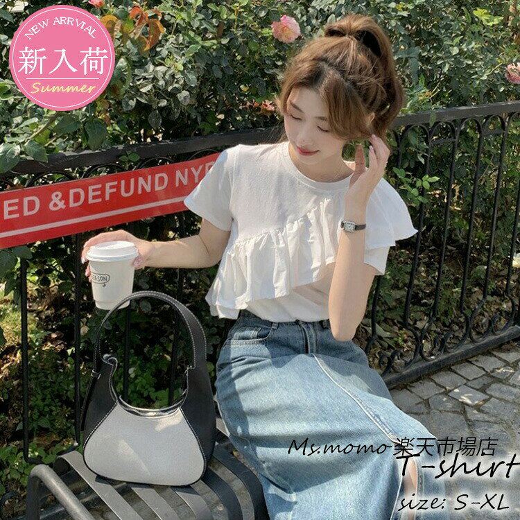 樂天商城 - Tシャツ レディース 春夏 40代 半袖トップス 白フレア Tシャツ ゆったり トップス 薄手 プルオーバー 春新作 通勤 オフィス オシャレ 大人 女子 韓国風 カジュアル 50代 30代
