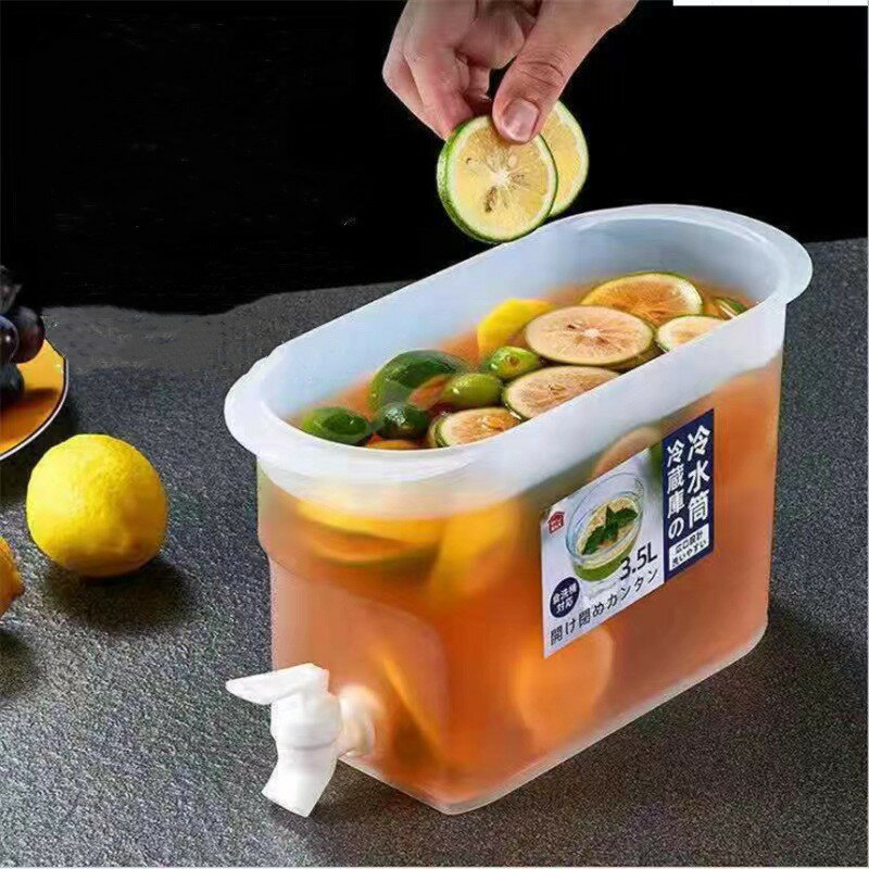 3.5 L冷水バケツ冷蔵庫レモン冷水冷泡瓶冷水ポット蛇口付き冷水ポット
