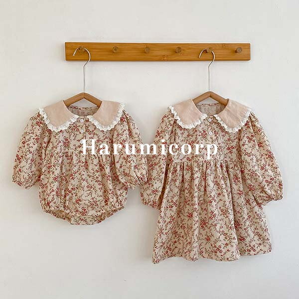 ワンピース キッズ 長袖 ベビー服 女の子 綿 カバーオール キッズ 花柄 子供服 新生児 赤ちゃん おしゃ..