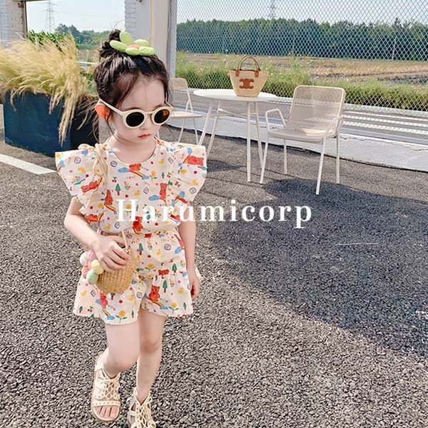 キッズ セットアップ 女の子 子供服 夏服 tシャツ ハーフパンツ トップス ズボン おしゃれ 可愛い 韓国..