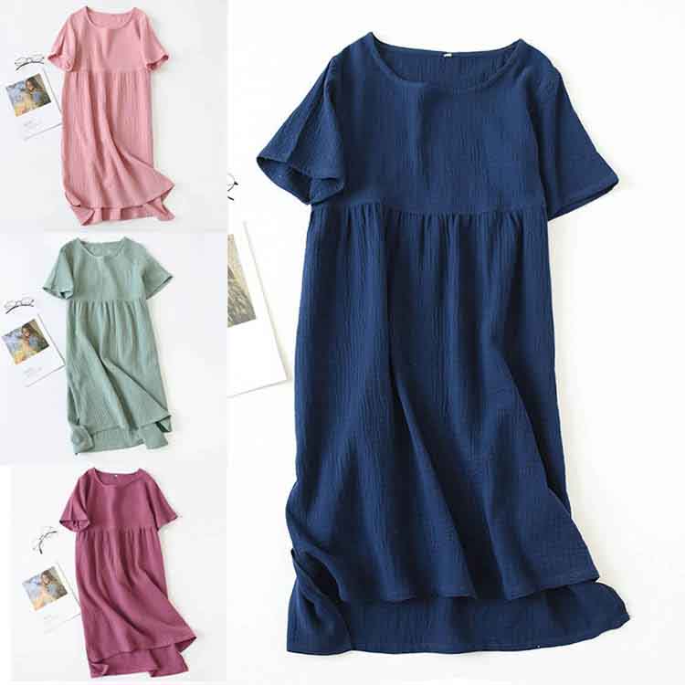 ダブルガーゼ パジャマ ネグリジェ レディース ルームウェア 半袖 綿100% 部屋着 ワンピース ルームワンピース 肌に優しい コットン100 ガーゼ ミモレ...