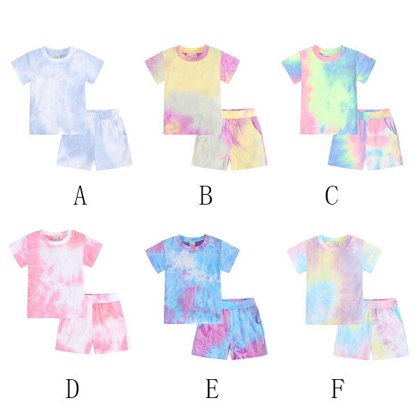 樂天商城 - 【15%OFFクーポン】セットアップ キッズ 韓国子供服 夏服 男の子 女の子 ジャージ スポーツウェア 可愛い セットアップ レジャー 幼児 上下セット 半袖 Tシャツ ショーツ 2点セット ユニセックス タイダイ ファッション 夏着 運動着 大人気 全6色 80 90 100 110 120 130 140