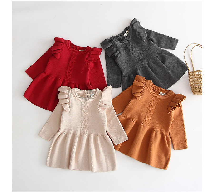 ベビー服 ベビー ワンピース キッズ ニットワンピース カジュアル シンプル 無地 ...