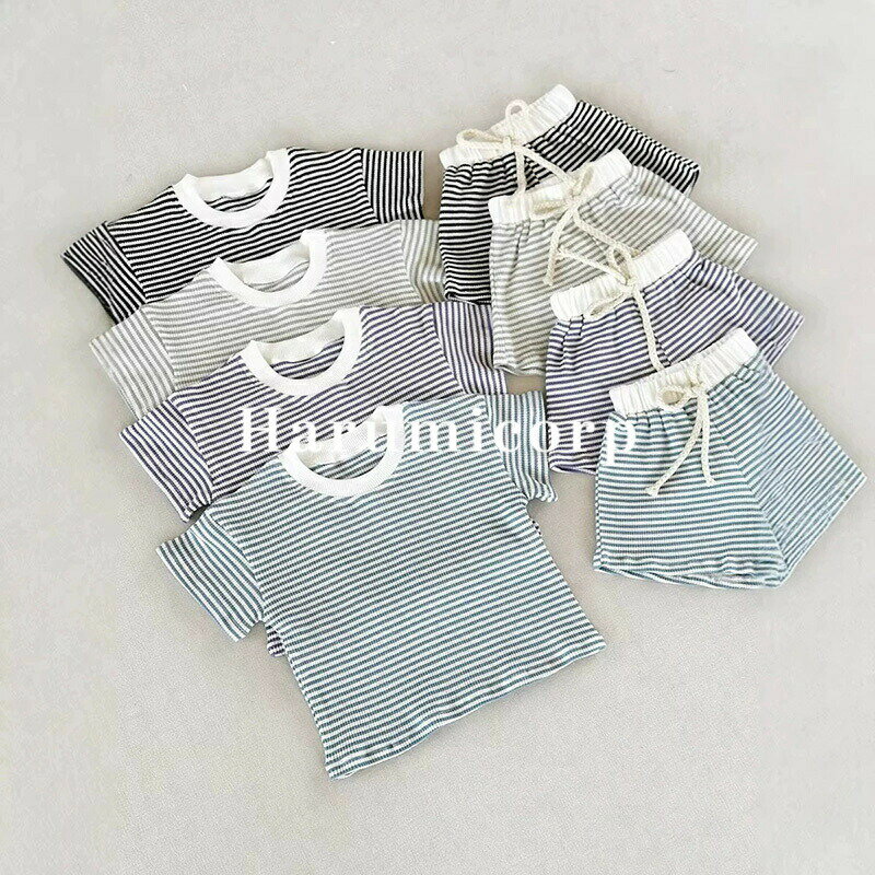 ベビー服 女の子 男の子 上下セットボーダー キッズ 子供服 tシャツ ショートパンツ おしゃれ 可愛い セットアップ 赤ちゃん 新生児 ルームウェア 部屋着 韓国こども服 春 夏 誕生日 出産お祝い プレゼント 入園 入学 保育園 幼稚園 66 73 80 90 100