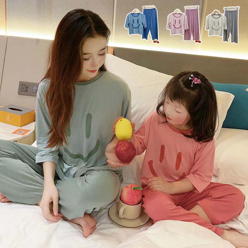 親子ペア パジャマ キッズ 女の子 男の子 子供服 ルームウェア 上下セット Tシャツ 七分袖 ロングパンツ セットアップ ベビー服 部屋着 赤ちゃん ジュニア おしゃれ 可愛い レディース プレゼント 幼稚園 小学生 夏 100 110 120 130 140 150 160 170 180cm