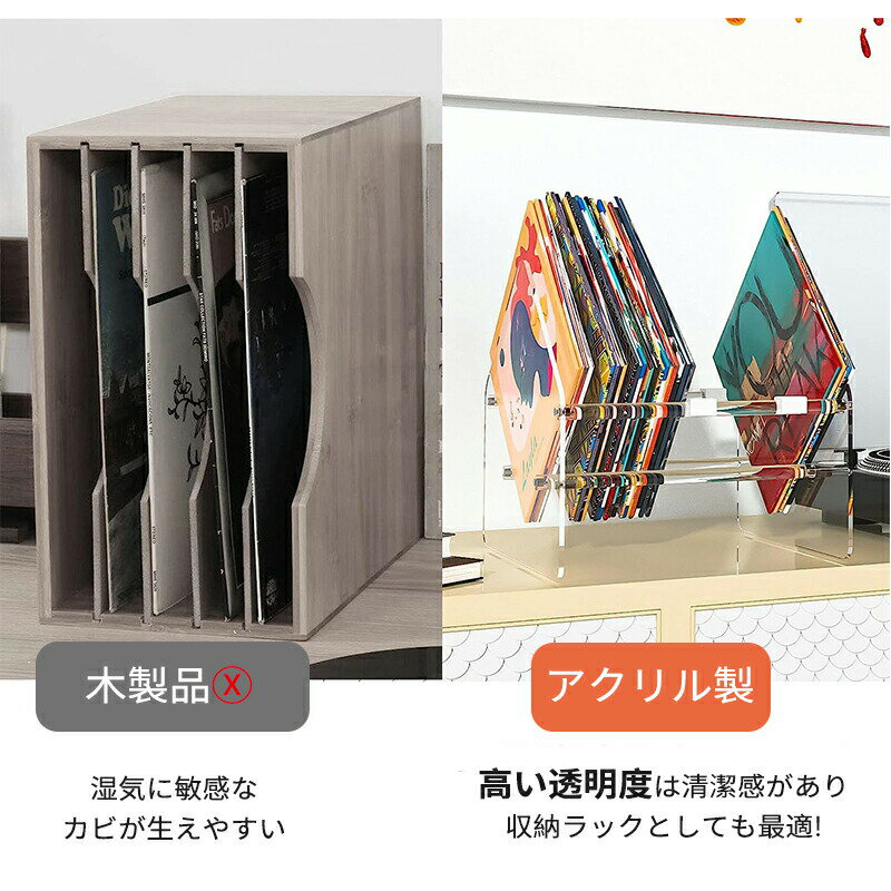 CDラック ビニールレコードホルダー アクリル コードラック コード棚 コード卓上棚...