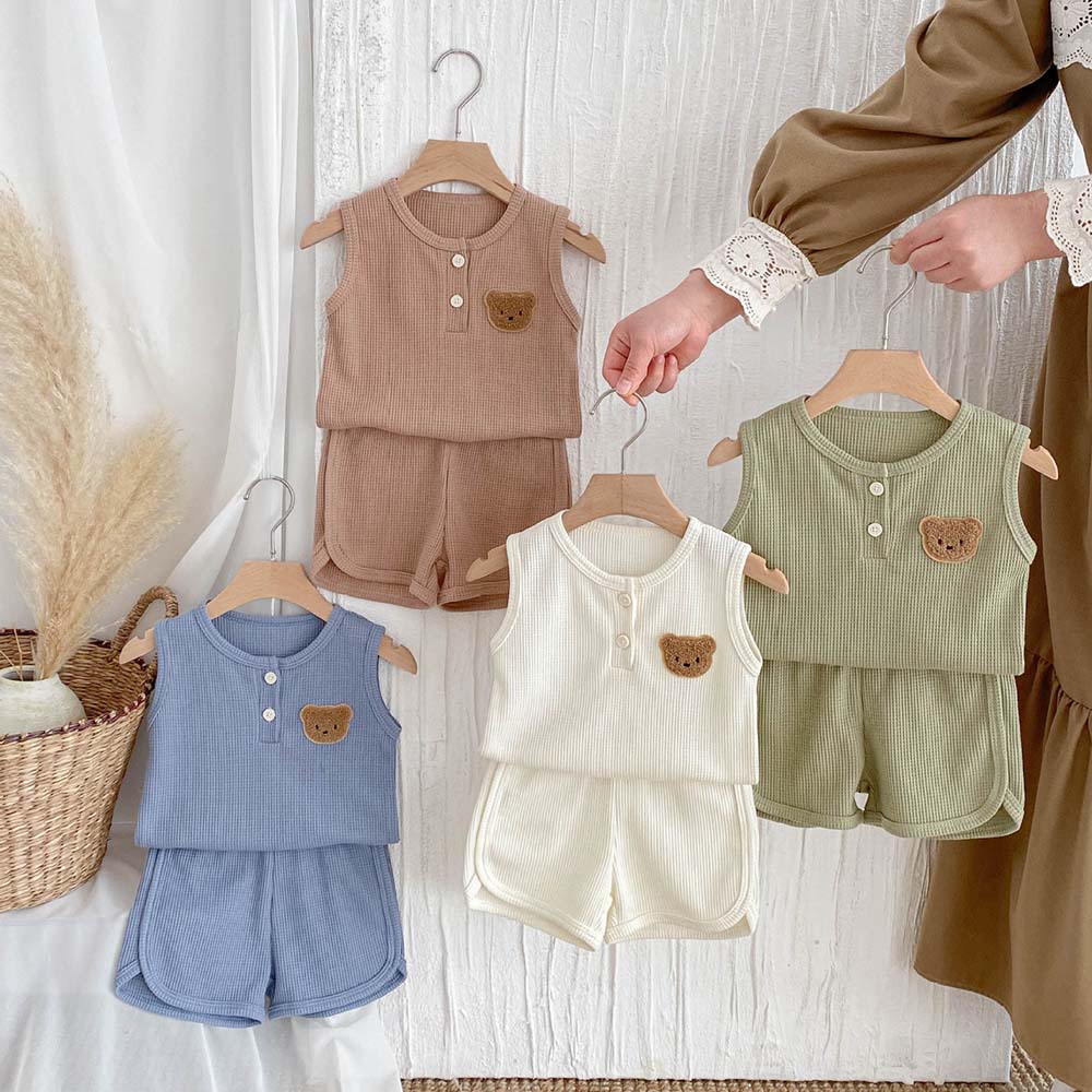 Rakuten - ベビー服 セットアップ キッズ 女の子 男の子 子供服 tシャツ ショートパンツ クマさん 夏服 上下セット おしゃれ 可愛い ルームウェア 赤ちゃん 新生児 部屋着 パジャマ 誕生日 出産お祝い プレゼント 入園 入学 保育園 幼稚園 66 73 80 90 100cm harumicorp