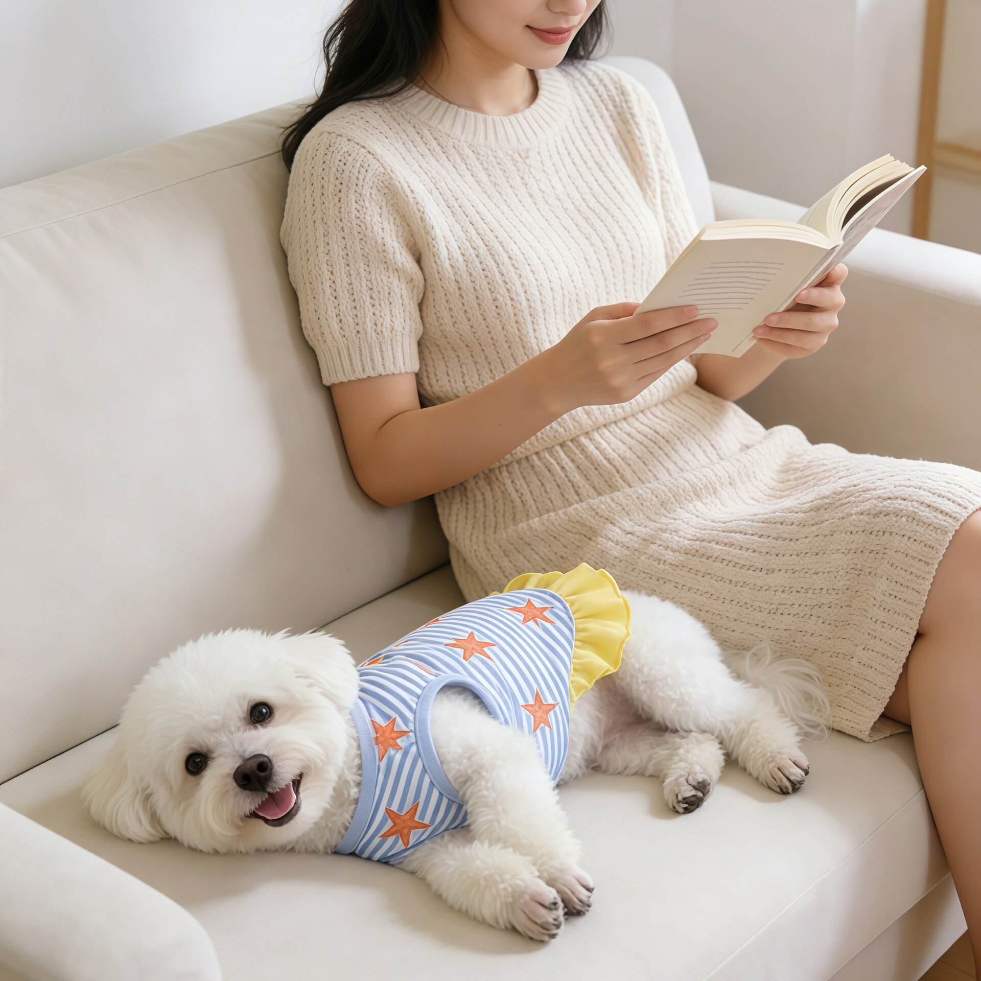 小型犬用 ペット服 ワンピース ストライプ 星柄 可愛い 春夏用 通気性 ドッグウェア ビションフリーゼ トイプードル チワワ ポメラニアン 対応 軽量 肌触り良い 着脱簡単 おしゃれ ペットウェア ドッグ服 サイズ豊富 S/M/L/XL/XXL 小中型犬用 お出かけ お散歩用 2