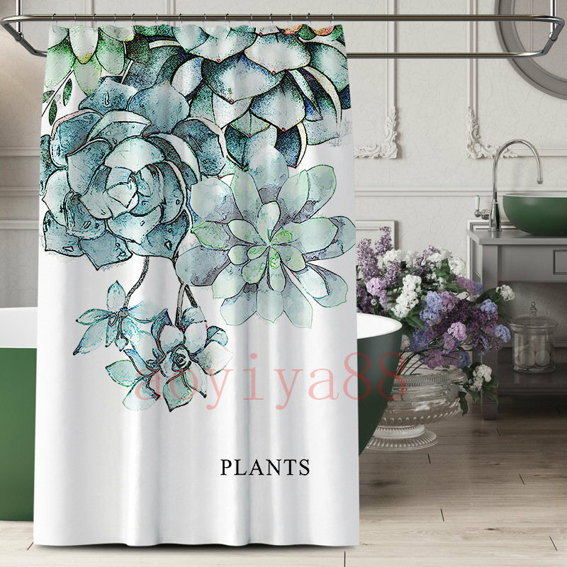 シャワーカーテン ユニットバス用 防カビ 防水 植物 おしゃれ 間仕切り リング付き 目隠し 透けない 間仕切りカーテン お風呂