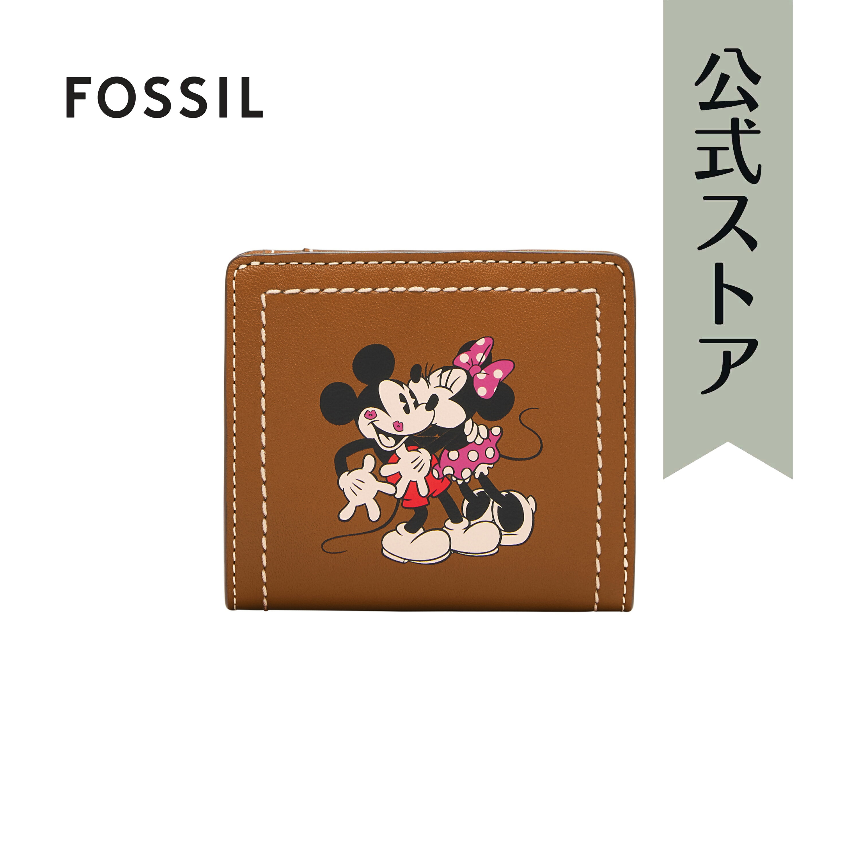 【数量限定｜ディズニー× フォッシル】 バイフォールド 二つ折り 財布 レディース サドル レザー MICKEY AND FRIENDS SL10053216 2024 春 FOSSIL 公式のサムネイル