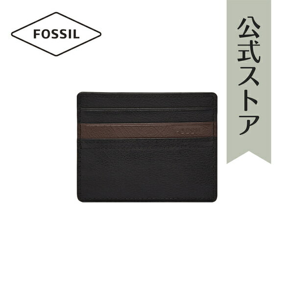 フォッシル カードケース メンズ ブラック レザー KIERAN SML1862015 2023 秋 FOSSIL 公式