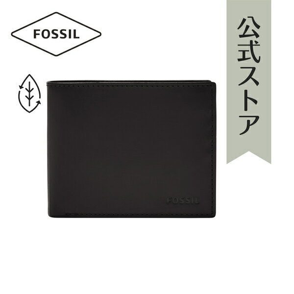 フォッシル 財布 二つ折り メンズ ブラック REPREVE reg 再生ポリエステル DERRICK ML3687001 2022 冬 FOSSIL 公式