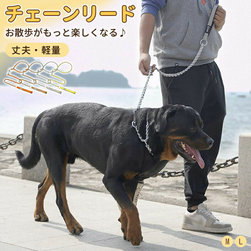 リード 犬 犬首輪 首輪 軽量 スタンダード 中型犬 おしゃれ 犬用首輪 小型犬 チェーンリード 金属製 犬..