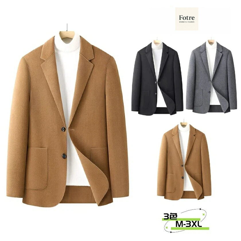 Rakuten - ウールコート 冬 暖かい 68%ウール 防寒着 シングルブレスト 無地 スーツ 着回し ミドル丈 メンズ メンズ 長袖 アウター ビジネス 冬服 秋冬 アメカジ カジュアル チェスターコート ジャケット ハーフコート ジャケット トレンチコート ジャケット