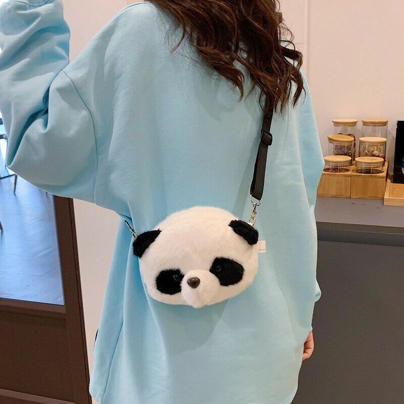 Rakuten - ショルダーバッグ 斜め掛け 男の子 パンダポシェット 送料無料 女の子 誕生日プレゼント 双子パンダ パンダの顔 シャンシャン ぬいぐるみバッグ