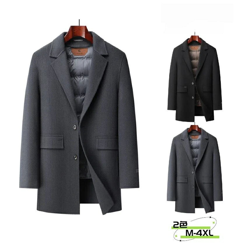 Rakuten - ウールコート ライナー付き 暖か ビジネス ダウンライナー脱着可 グースダウン カジュアル 冬服 防寒着 100%ウール アメカジ メンズ ロング 長袖 リバーシブル アウター チェスターコート ジャケット ダウンコート ロングコート トレンチコート