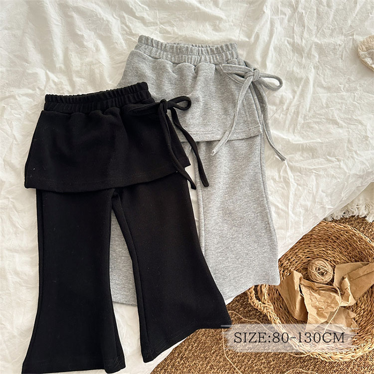 Rakuten - フレアパンツ 子供服 かわいい キッズ Aライン おしゃれ スカッツ リブレギンス 女の子 ベビー服 子供 フレアレギンス 伸縮性 通学 美脚 ベビー ストレッチ レギンス スカート付き 子ども服 おしゃれ 通園 普段着 ウエストゴム