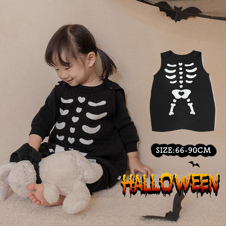Rakuten - ハロウィン衣装 子供 コスチューム イベント 写真映え 変身 ベビー服 ベスト キッズ 男の子 ロンパース プレゼント 悪魔 お化け 骸骨 なりきり パジャマ コスチューム 着ぐるみ 女の子 スケルトン 赤ちゃん服 ガイコツ ハロウィン仮装 コスプレ