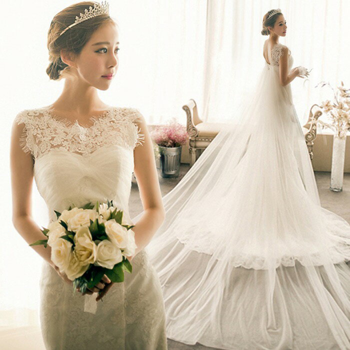 Rakuten - ウエディングドレス 大きいサイズ 二次会 結婚式 ロングトレーン付き ウェディング　ロングドレス 花嫁 衣装 演奏会 花嫁 マーメイドドレス 贅沢・豪華 編み上げ 披露宴二次会 前撮り big sale ビッグセール