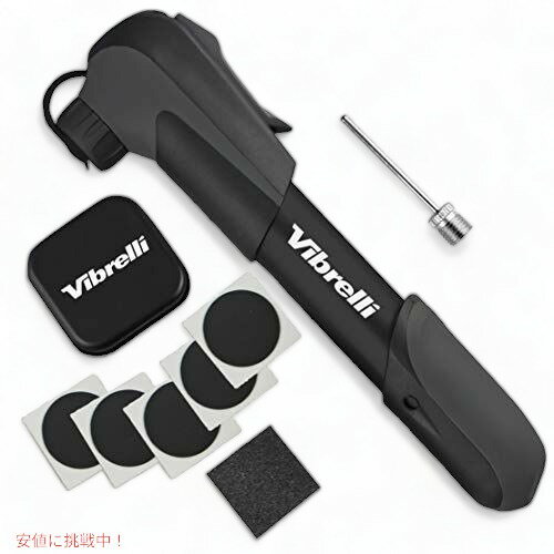 Vibrelli Mini Bike Pump Glueless Puncture Repair Kit - Fits Presta Schrader - 120 PSI - No Valve Changing Needed 141 Founderがお届け