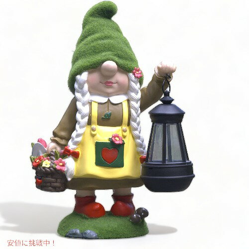 Rakuten - Gnomes Decor ガーデンノーム　お花とライトを持った女の子ノーム お庭の装飾 Founderがお届け!