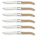 Laguiole by Hailingshan ステーキナイフ 6本セット ステンレス オークウッド Set of 6 Steak Knives, Oak Wood Handle