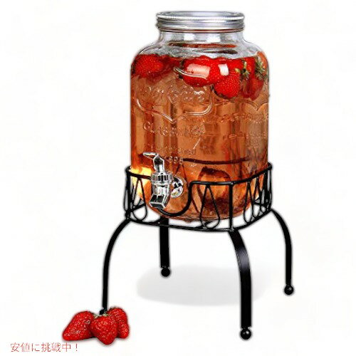 乐天商城 - ドリンクディスペンサー メタルスタンド付き ガラス製 Estilo メイソンジャー 蛇口付き容器 Founderがお届け!