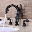 楽天Founderスワンスタイルのバスルーム 水栓コンボ 黒 Ornate Swan Style Bathroom Sink Faucet Combo Deck Mount Sink Black