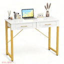 化粧台 ライティングデスク 引き出しと収納棚付き ゴールドメタルフレーム WESTREE Modern Makeup Vanity Desk